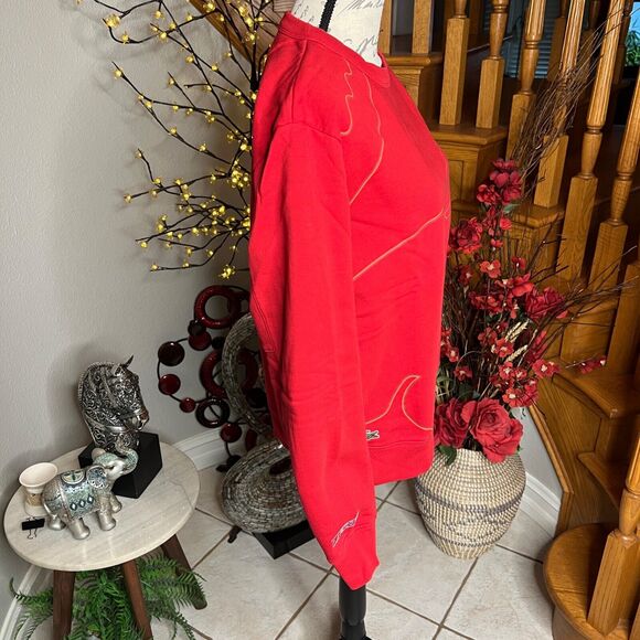 Lacoste Red Long Sleeve Outlined Big Croc Fleece Crewneck Sweater Men’s M - Picture 5 of 11
